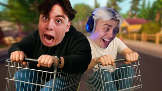 Im Einkaufswagen den Berg runterfahren (mit Papaplatte, Niek & Rumathra)